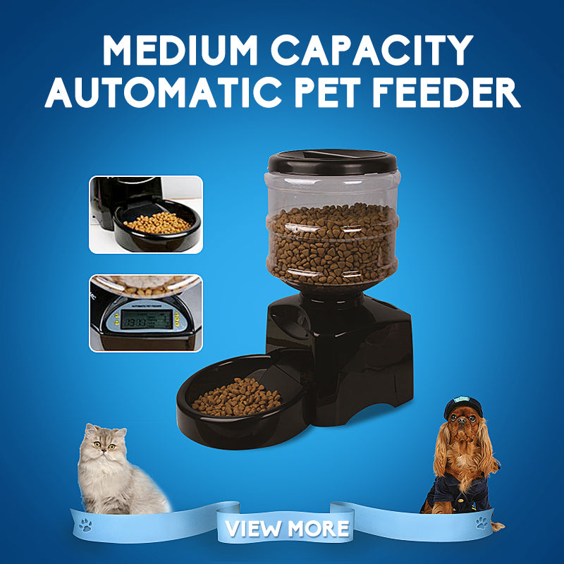 Automatic Pet Food Drink Dispenser Dog Cat Feeder Bowl Dish w/ Large Programming