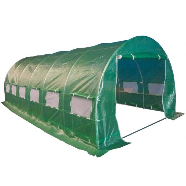 6m x 3m Heavy Duty 0.8x25mm Galvanised Frame Walk-in PE Polytunnel Greenhouse