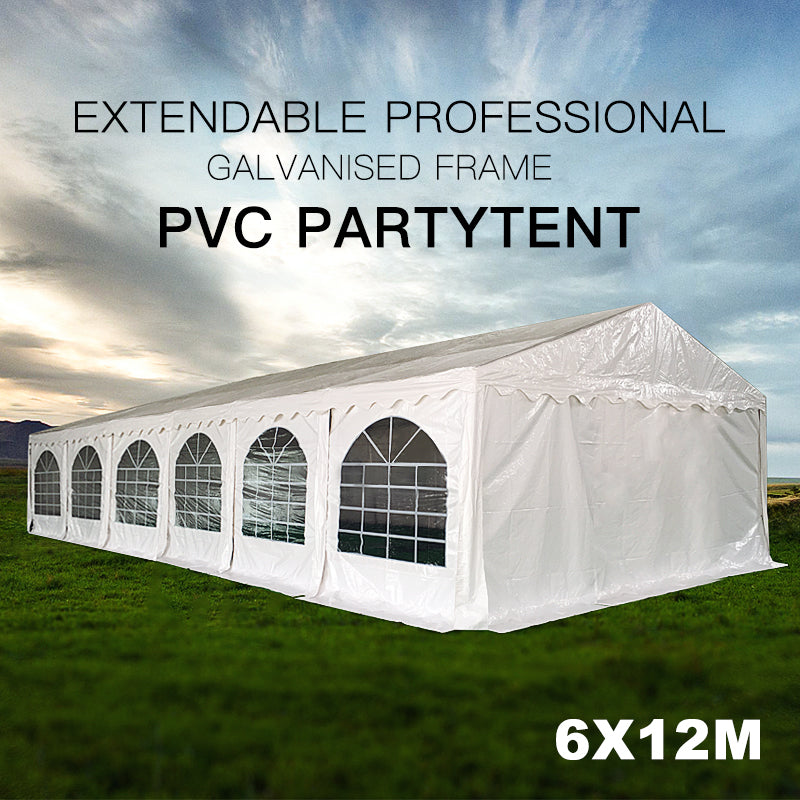 6x12m Premier Grade Galvanized Frame Marquee PVC Fabric Party Tent with Window Flap