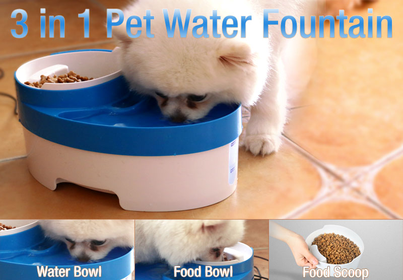 3L Auto Waterfall Drinking Fountain Cat dog Pet Drinker Water Bowl with Filter (Blue)