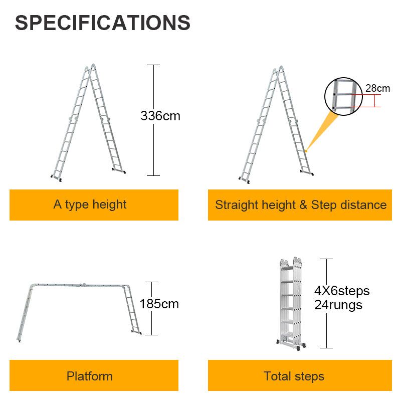 7m Folding Ladder Multipurpose Quality Aluminium Function Adjustable