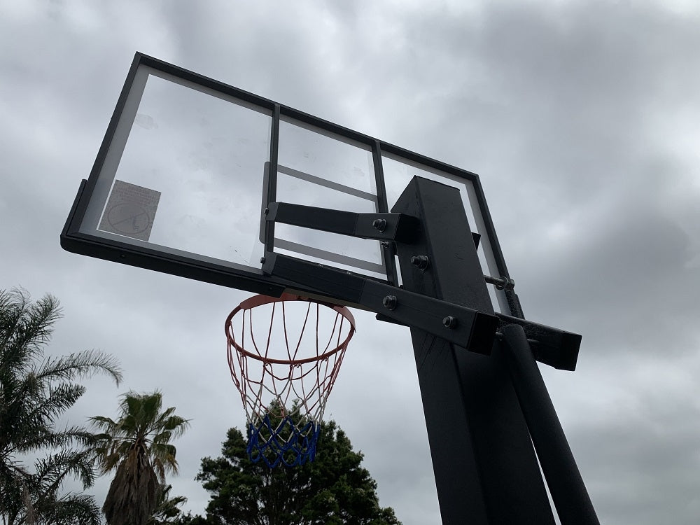 55 Inch In-ground Basketball Slam Dunk System Tempered Glass Backboard