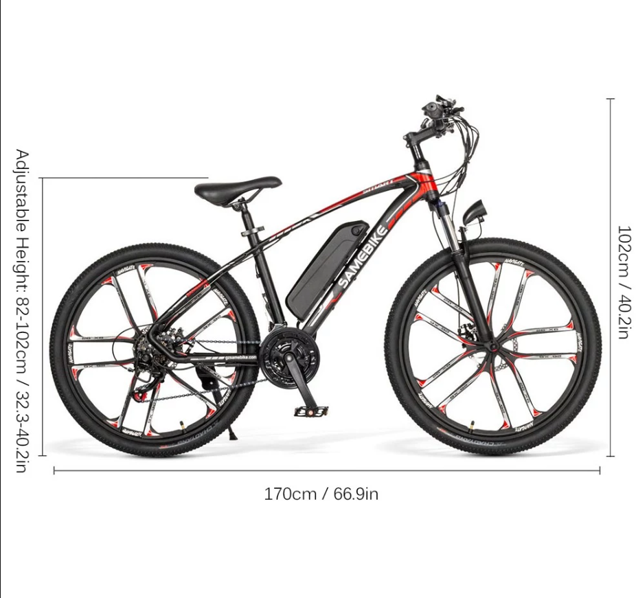 26 inch 350W SAMEBIKE Electric Aluminium Alloy Bicycle e-Bike Motorised Bike Mountain Bike 8Ah Battery Max 30 KPH Black