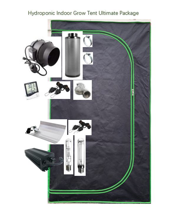 150x150x200cm Hydroponic Indoor 600D Oxford Grow Tent Ultimate Package 600W  6" Fan/Filter