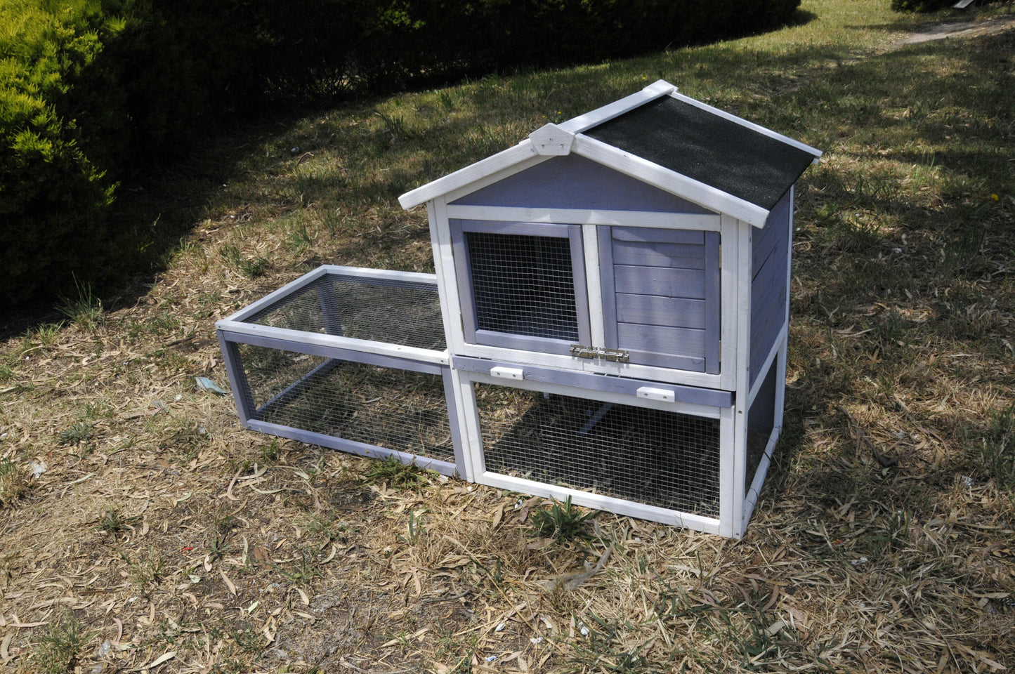 Rabbit Chicken Coop Guinea Pig Ferret Hen Hutch Cage House with Run 155x91x60cm