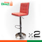 Height Adjustable Bar Stools PVC Leather Red x 2 