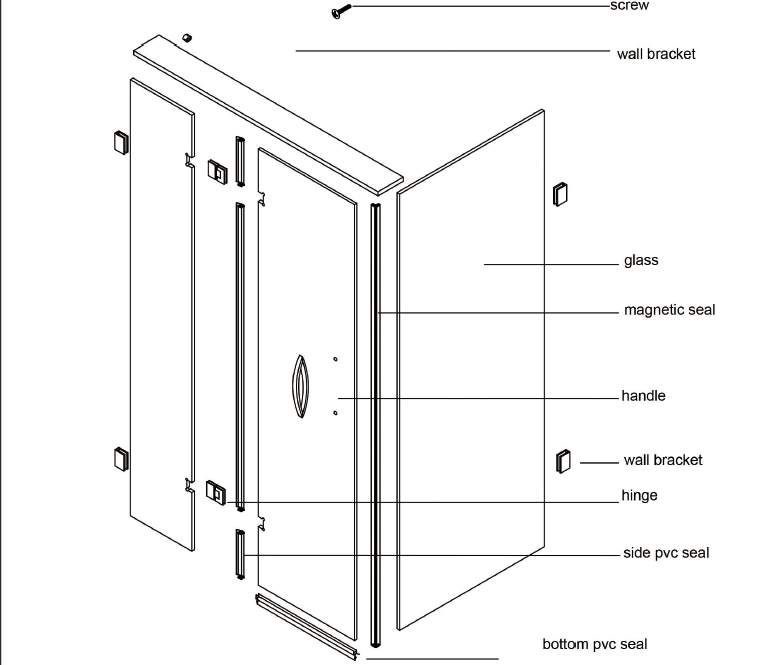 Shower Screen 1000x1000x2000mm Frameless Glass (Package damaged)