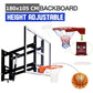 Wall-Mount 10mm Tempered Glass Basketball Backboard Height Adjustable 180x105cm
