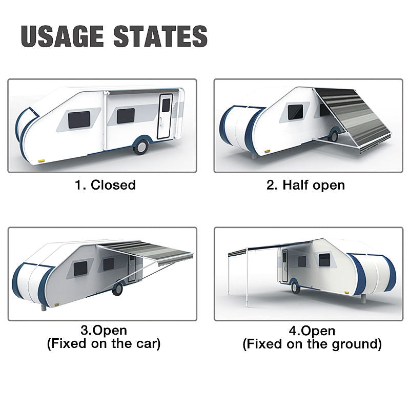 13ft x 8 ft Caravan Roll out Awning Annex Aluminium Construction Complete Pack