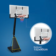 60 inch Portable XL Basketball Ring System Adjustable (2.3-3.05m) Backboard 152x90cm