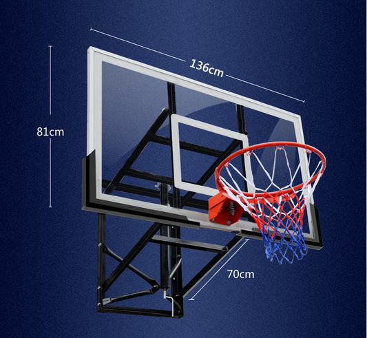 Wall-Mount Basketball Backboard Height Adjustable 136x81cm