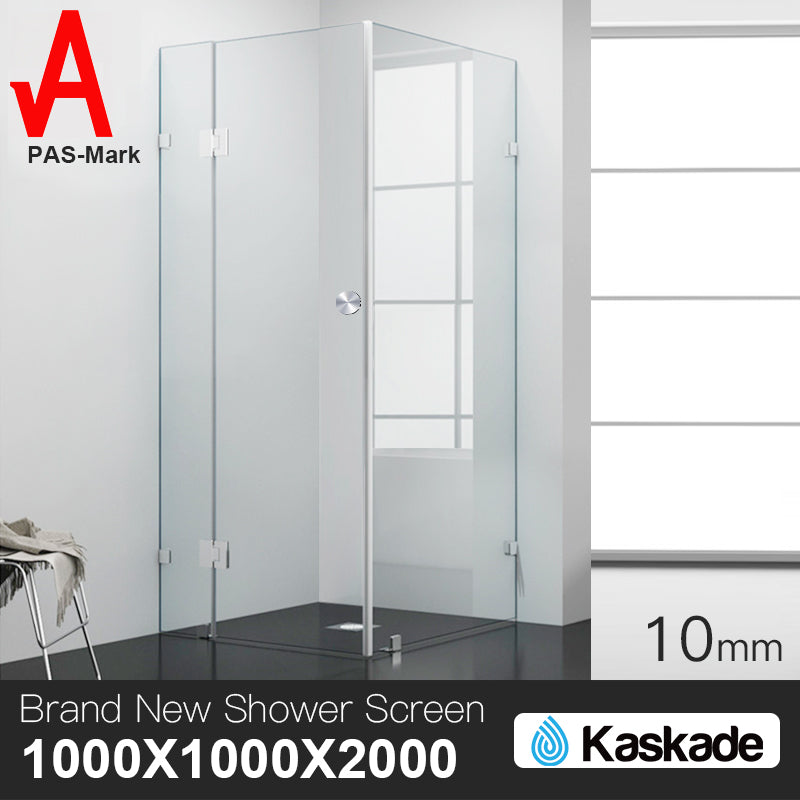 Shower Screen 1000x1000x2000mm Frameless Glass
