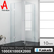 Frameless Shower Screen  1000 x 1000 x 2000mm