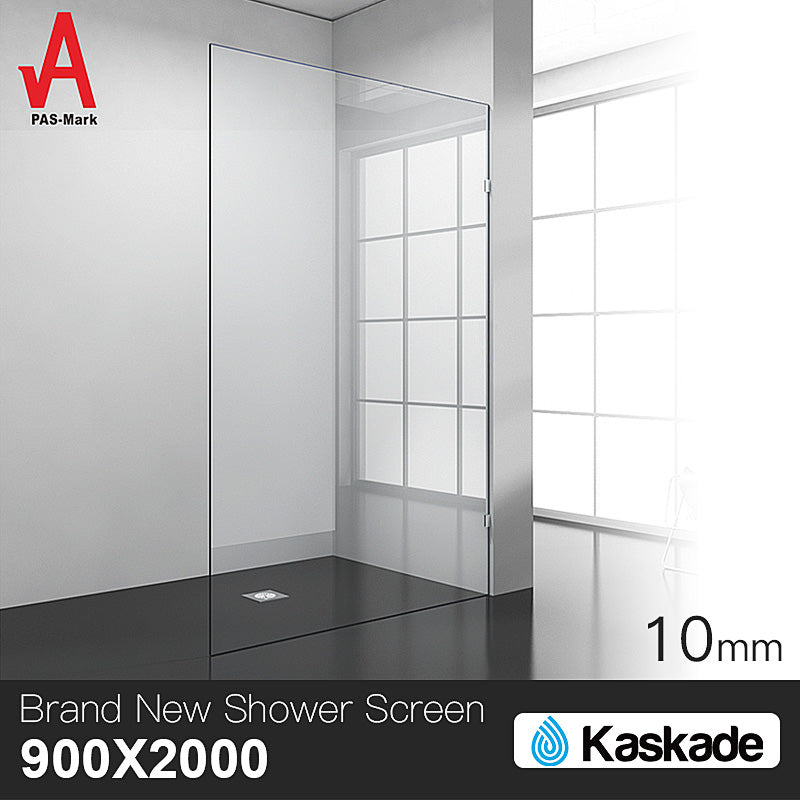 900 x 2000mm Frameless 10mm Safety Glass Shower Screen