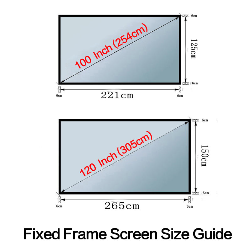 100" TV Cinema HD Projector Screen Flat Fixed Frame 16:9