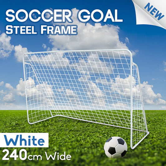 Soccer Goal 240cm Steel Frame Portable Football Net No Ball Goals