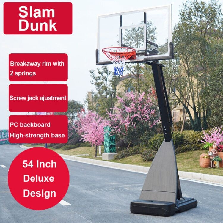 54 inch Portable Basketball Ring System Slam Dunk Height Adjustable (2.3m-3.05m) with Stand Ring Net