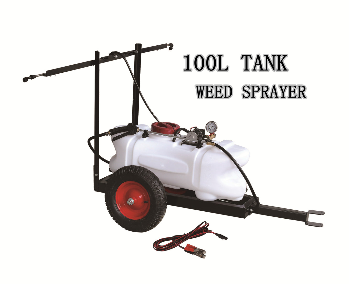 12v 100l Atv Garden Tow Behind Boom Weed Sprayer Tank Trailer