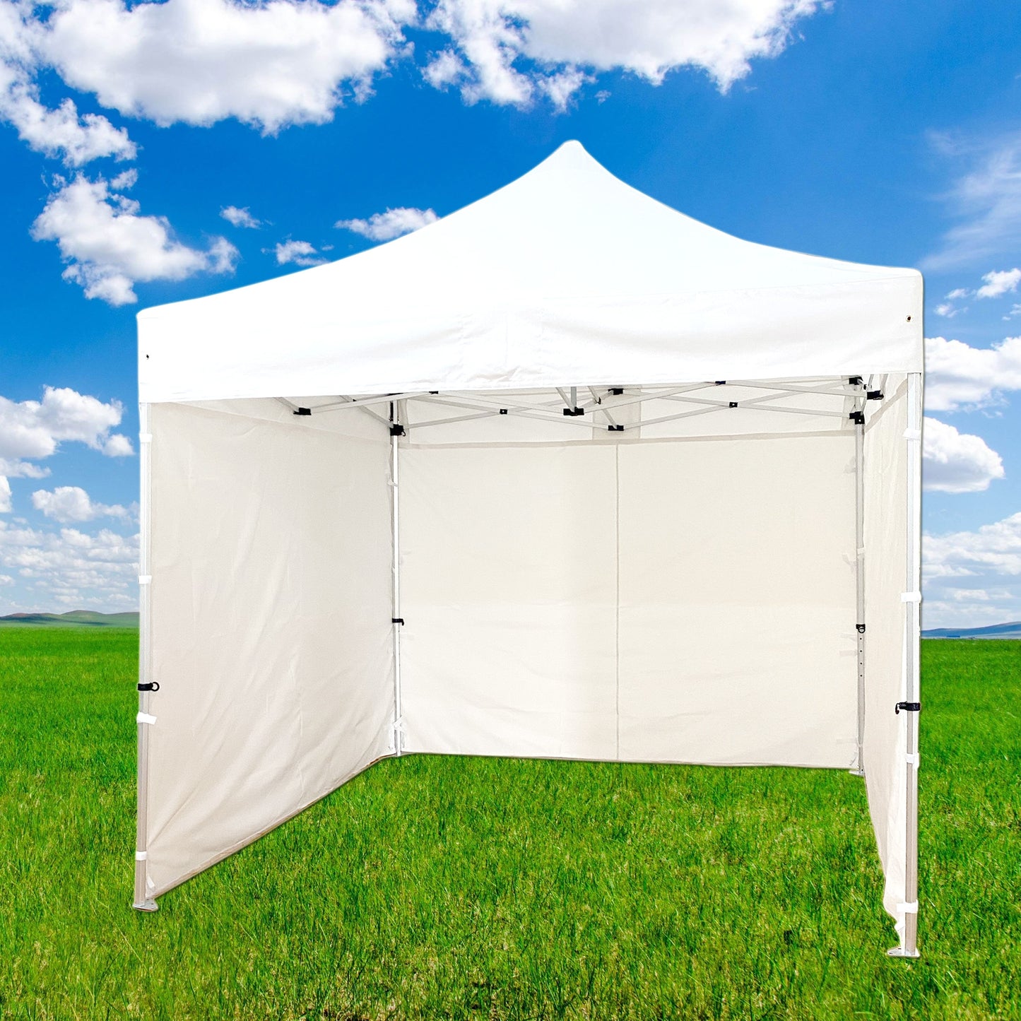 3X3m Commercial Grade Aluminum Folding Gazebo Marquee Pop Up Outdoor Canopy 3 Sided Wall White