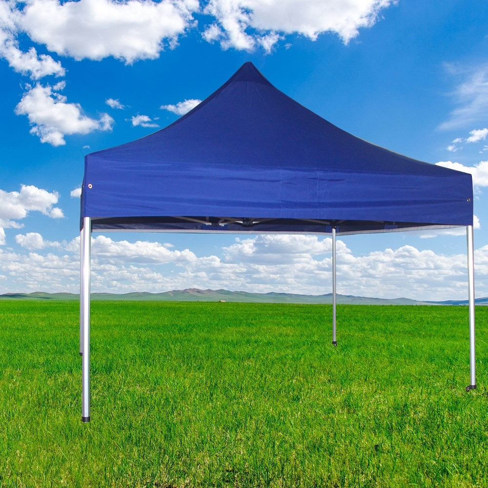 3X3m Commercial Grade Aluminum Folding Gazebo Marquee Pop Up Outdoor Canopy 3 Sided Wall Blue