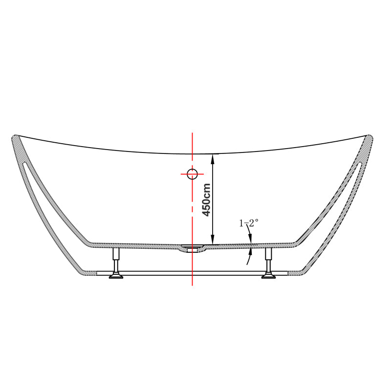 Bathroom Acrylic Free Standing Bath Tub Thin Edge 1800 x 800 x 720 Freestanding (Tender & Curve)