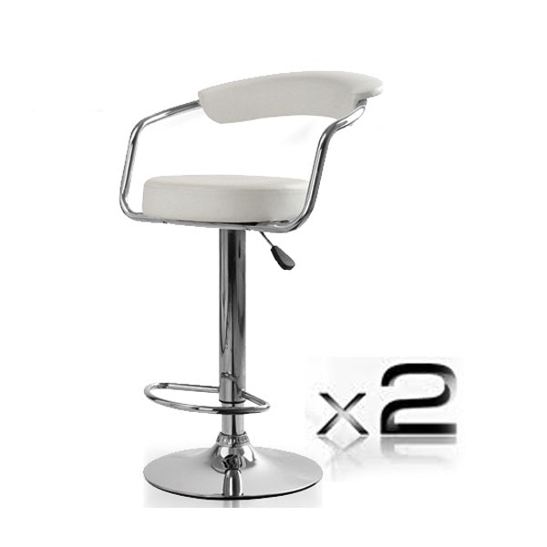 2x White PU Leather Half-Moon Kitchen Bar Stools