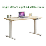 Electric Height-Adjustable Standing Desk  Single Motor 150x70cm White Frame  Maple Top