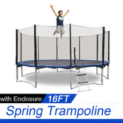 16ft Outdoor Trampoline Enclosure Set with Safety Net and Ladder