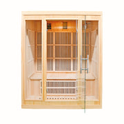 Greenland 3-Person Luxury Far-Infrared Sauna 9 Carbon Heater 2250W Full Glass Front Panel