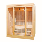 Greenland 3-Person Luxury Far-Infrared Sauna 9 Carbon Heater 2250W Full Glass Front Panel