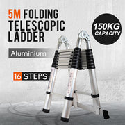 Multi Purpose 5 Meter Aluminium Telescopic Extension Ladder