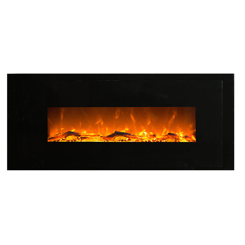 1500W 50" Black Wall Mounted Electric Fireplace Heater Fire Flame