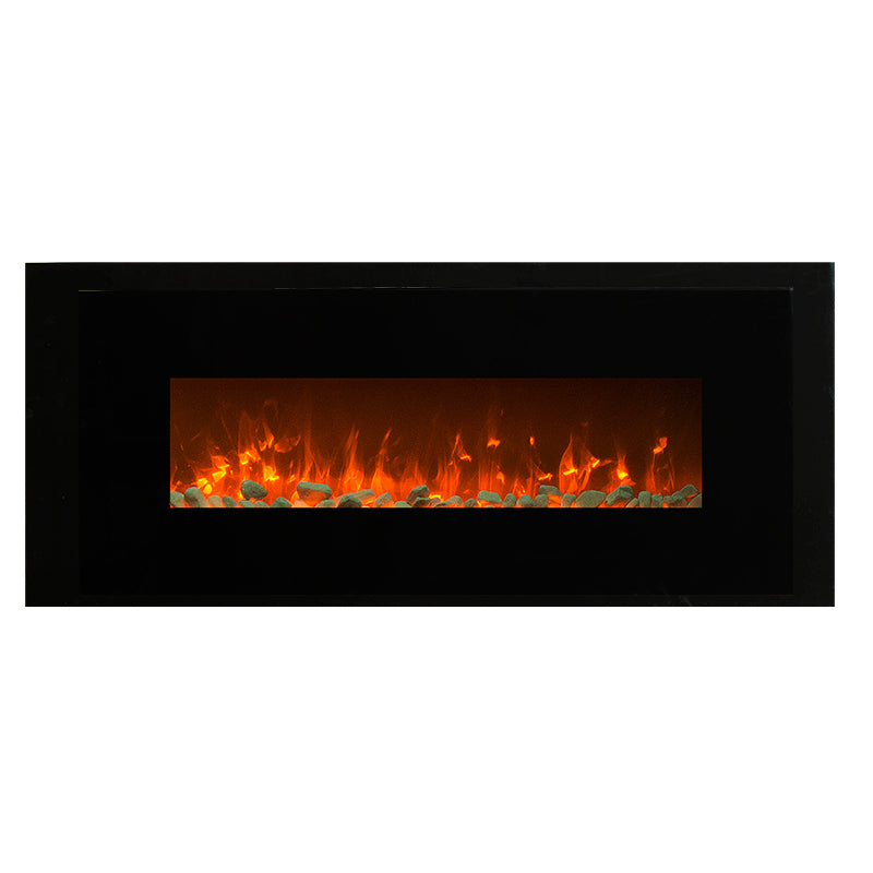 1500W 50" Black Wall Mounted Electric Fireplace Heater Fire Flame