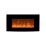1500W 36" Black Curved Wall Mounted Electric Fireplace Heater Fire Flame