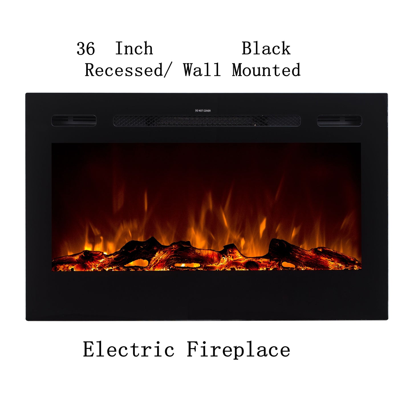 36" Black Built-in Recessed / Wall mounted Heater Electric Fireplace