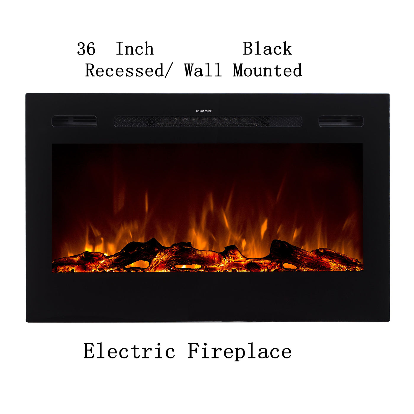 Victoria 36" Black Built-in Recessed / Wall mounted Heater Electric Fireplace