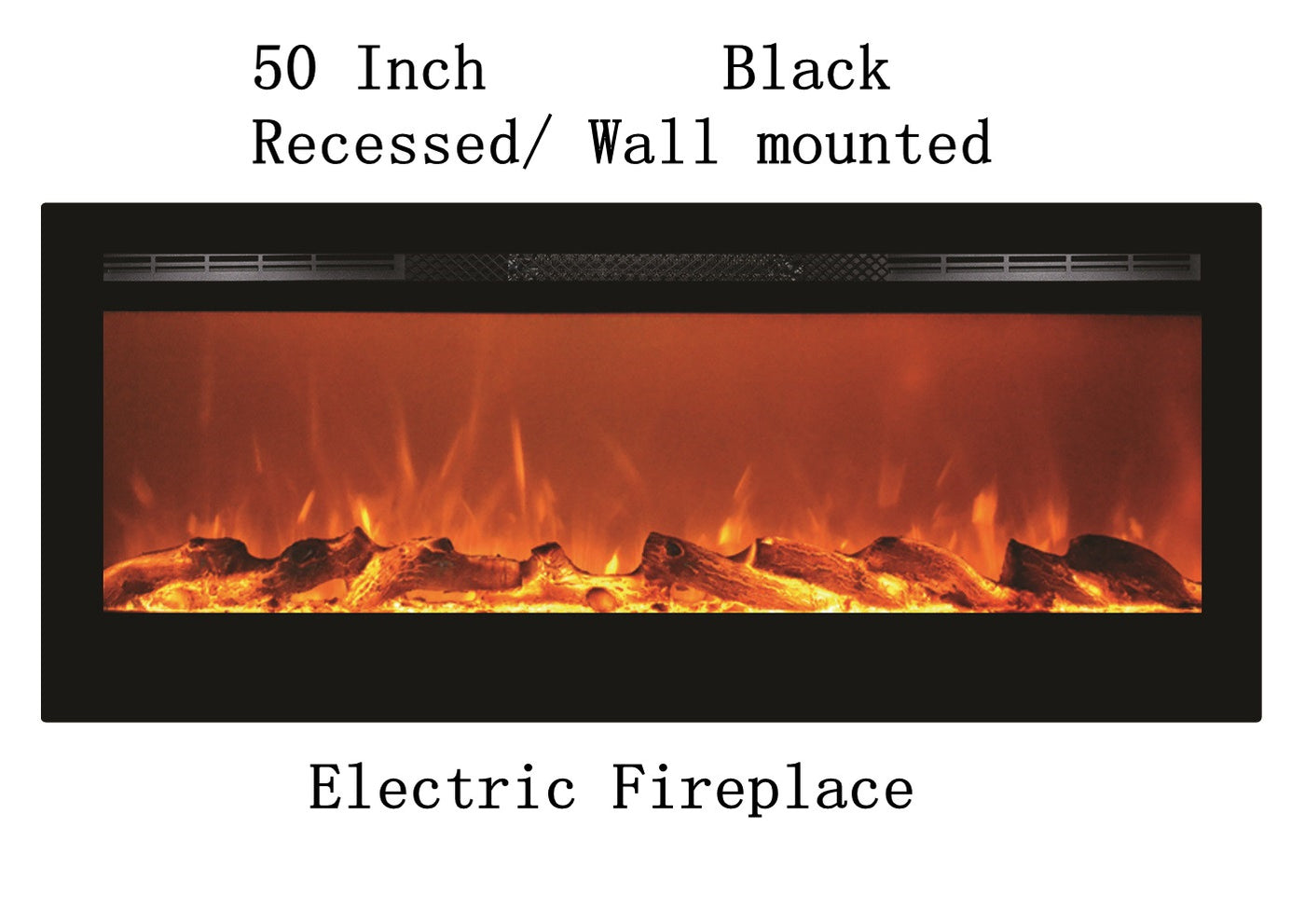 Victoria 50" Black Built-in Recessed / Wall mounted Heater Electric Fireplace