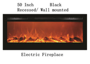 Victoria 50" Black Built-in Recessed / Wall mounted Heater Electric Fireplace