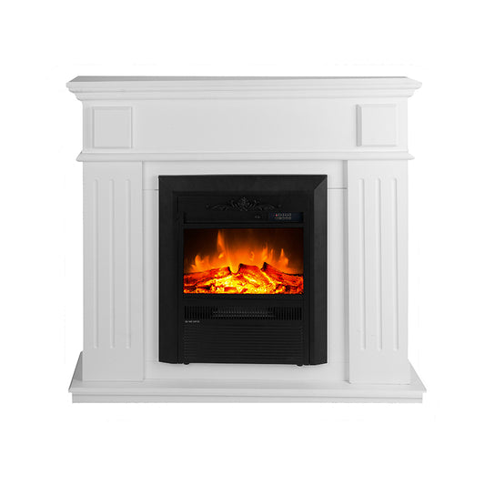 2000W Wood Veneer Electric Fireplace Heater Mantel Frame White