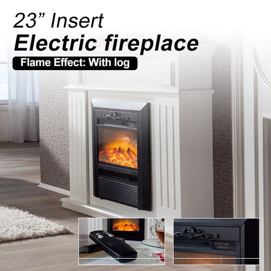 2000W Wood Veneer Electric Fireplace Heater Mantel Frame White