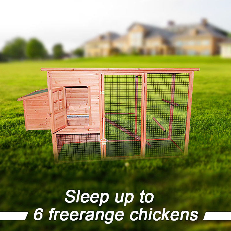 2.3M Weatherproof Chicken Coop Hen House Rabbit Hutch with Removable Tray Sliding Door 230x90x130(H)cm