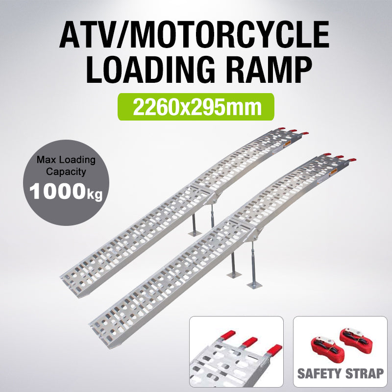 2x Aluminium Folding Loading Ramp Ramps MAX 1000KG ATV Mower Buggy Scooter Mobility