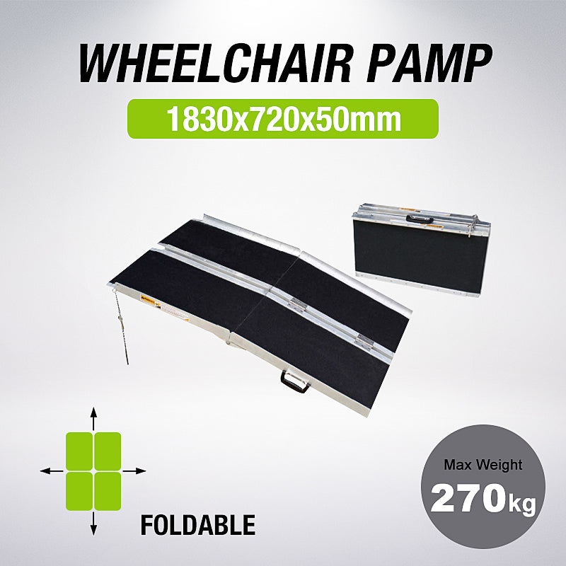 6FT Anti-slip Portable Aluminum Multi-fold Wheelchair Scooter Ramp Max 270kg