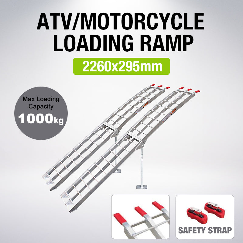 2x Aluminum Motorcycle Folding Loading Ramp Moving Quad ATV Max 1000kg ...