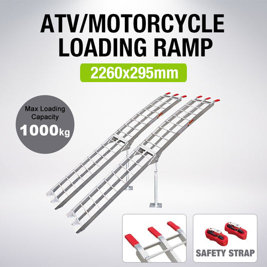 2x Aluminum Motorcycle Folding Loading Ramp Moving Quad ATV Max 1000kg 2.3M