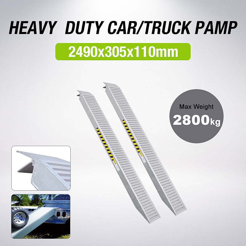 2x 2.5m Aluminium Loading Ramp Motor Truck ATV QUAD Bike Bobcat Excavator Max 2800kg